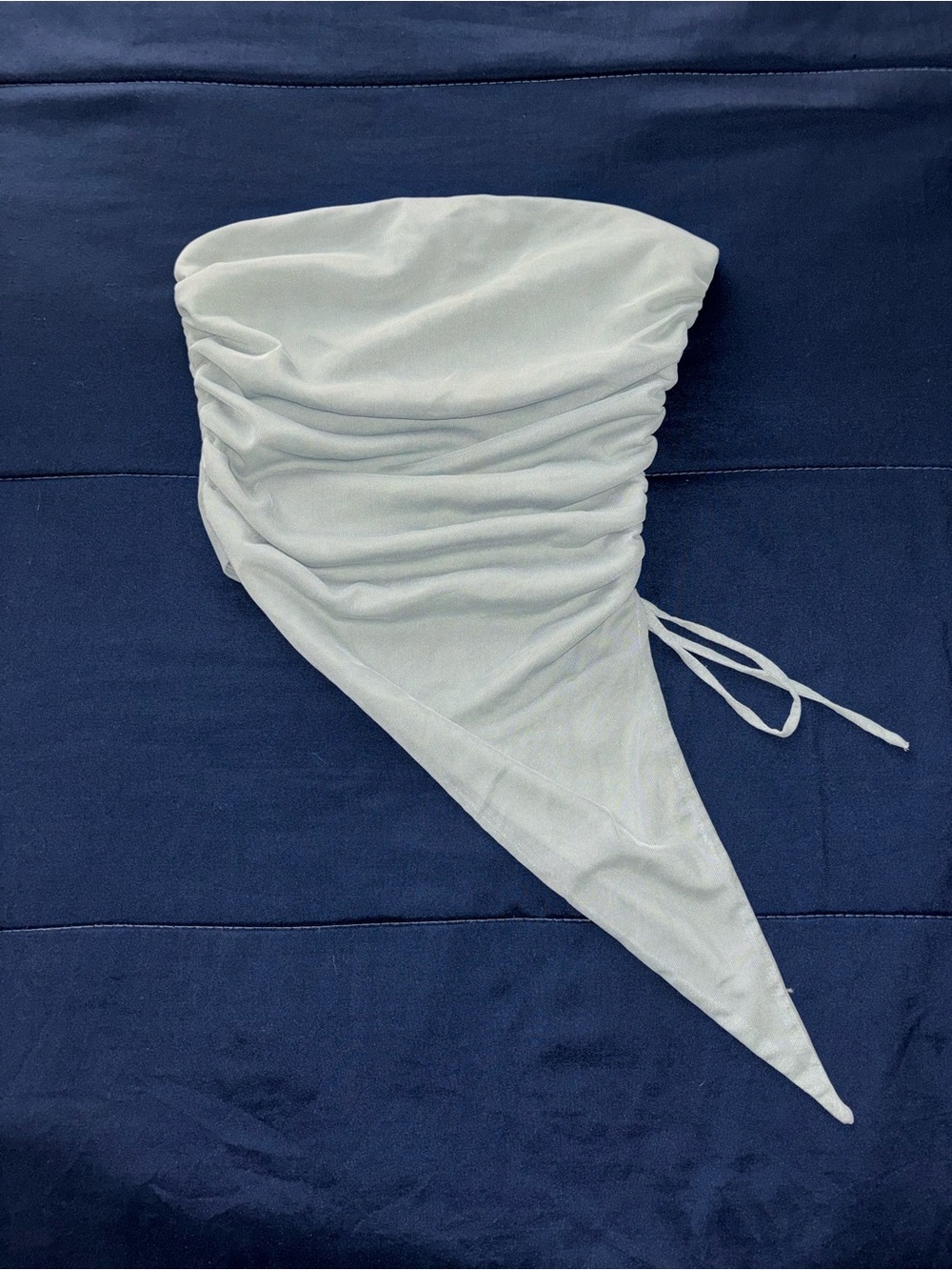 White Ruched Asymmetrical Tube Top